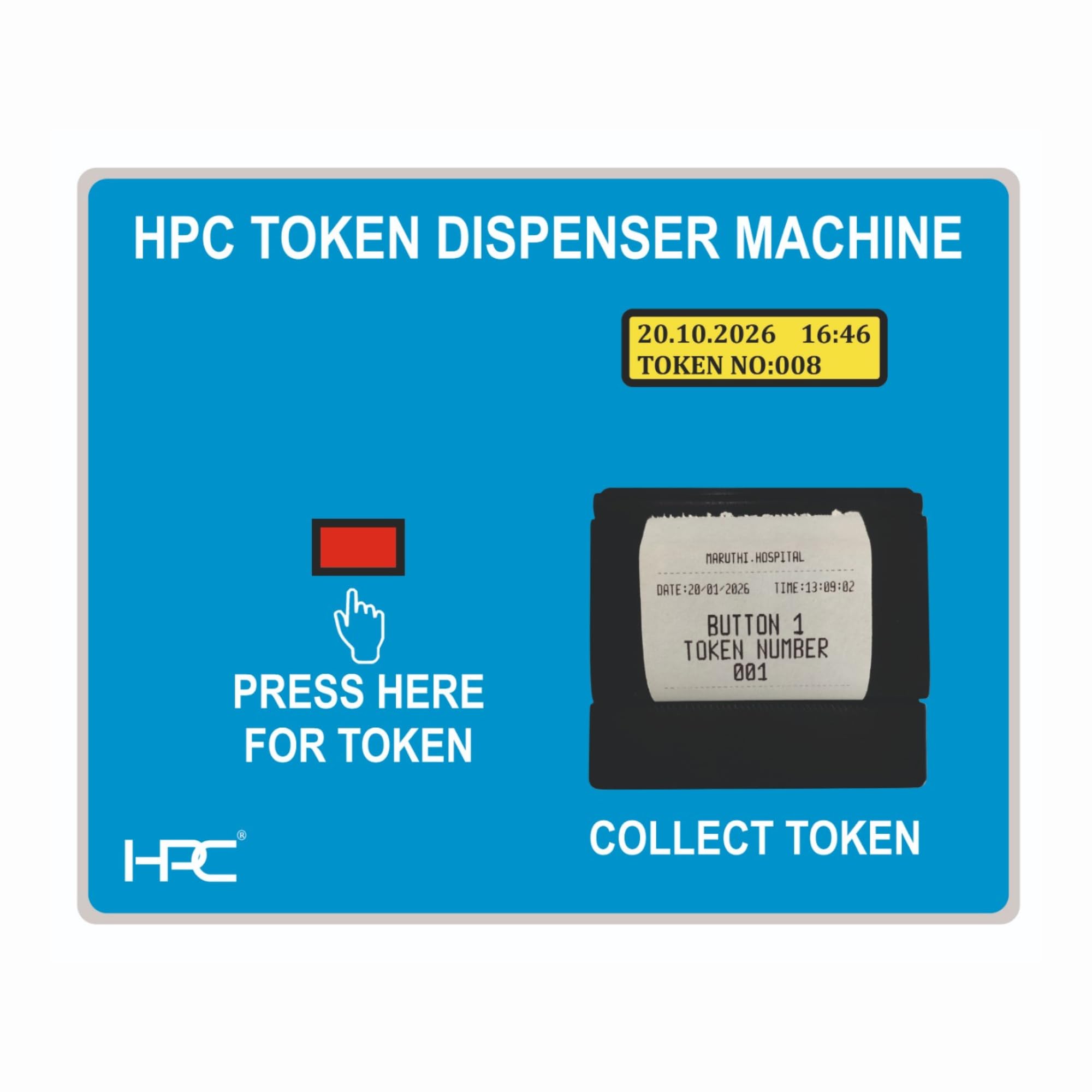 HPC 1 Button Token Dispenser Machine | One Button Operation | No Battery | Plug & Play. Model- HPC21-image-2
