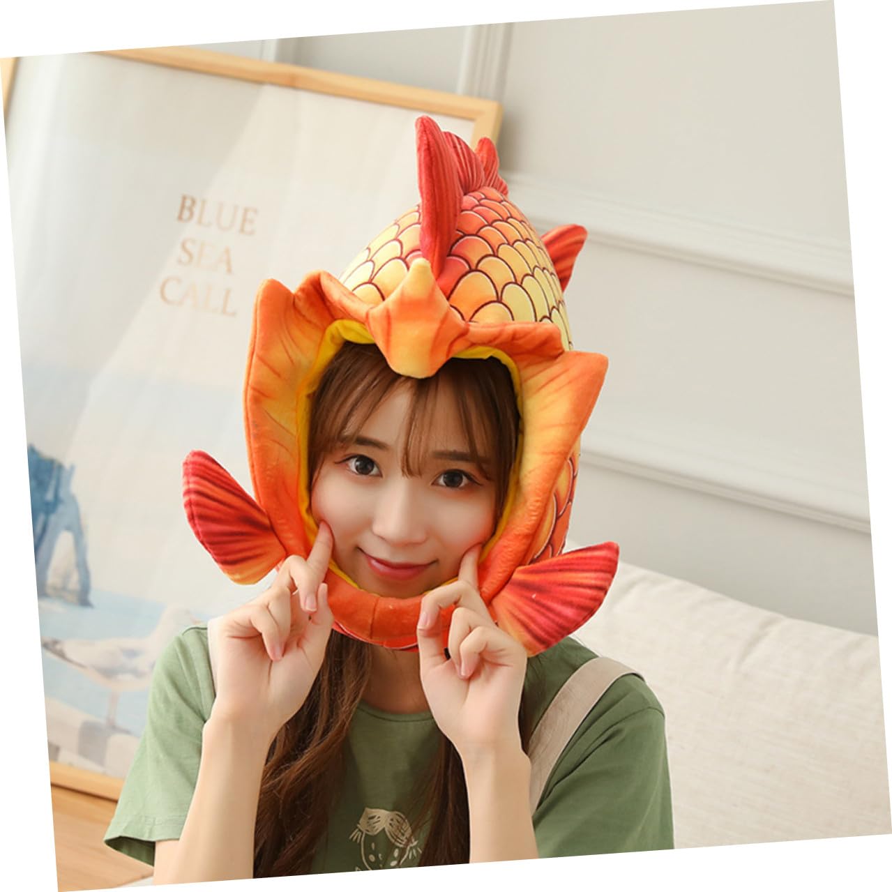 SOIMISS Sombrero de Disfraz para Rojo Diseño de Pez Cabeza, Tocado Creativo para Halloween y Fiestas, Accesorio Divertido para Juegos de Rol y Actuaciones