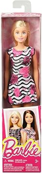 Barbie Pink-Tastic Doll, Rose Art On Black & White Stripes Dress