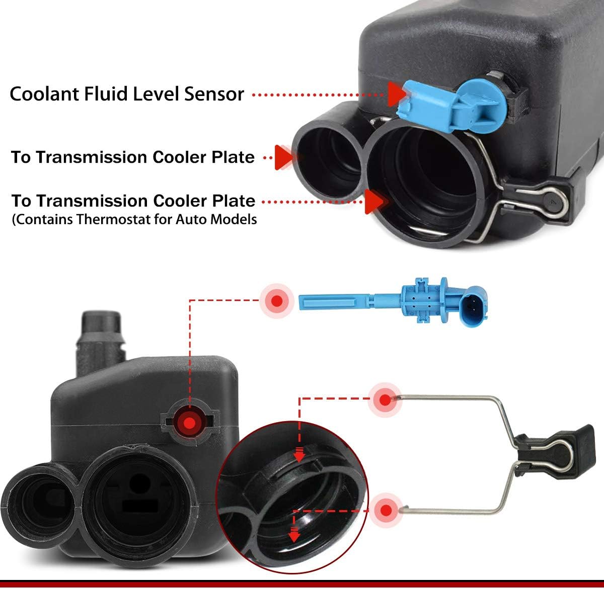 A-Premium Engine Coolant Overflow Recovery Reservoir Tank [with Sensor & Cap] Compatible with BMW [E46] 320i 323i 323Ci 325i 325Ci 325xi 328i 328Ci 330i 330Ci 330xi 1999-2006, Replace# 17137787039