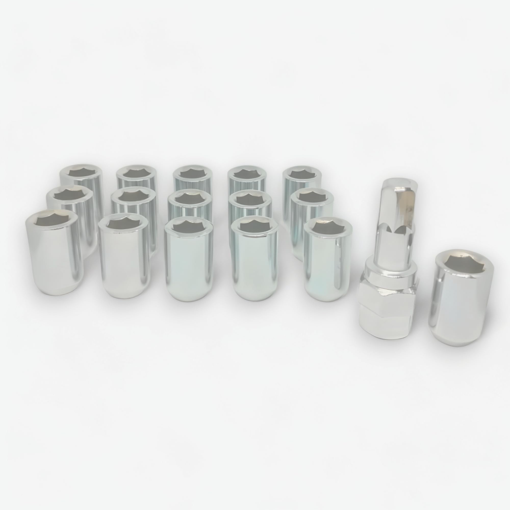 Alloy Wheel Kit/Nut Compatible with Alto, WagonR, Ciaz, Brezza, Swift, Dzire, Scross, Baleno, Ertiga, Chrome M12x1.25(Set Of 16 nuts With 1 Key)