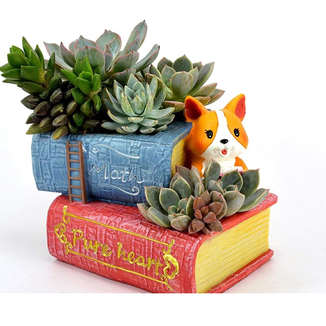 One Way Decor Cute Puppy with Book Shape Resin Pot Design Resin Succulent Pots Resin Planter Succulent Pot Succulent Indoor and Outdoor Pot Pen Holder with Hole, 1 Piece (Without Plant) (B0CHQHZXFV) Amazon Price History, Amazon Price Tracker