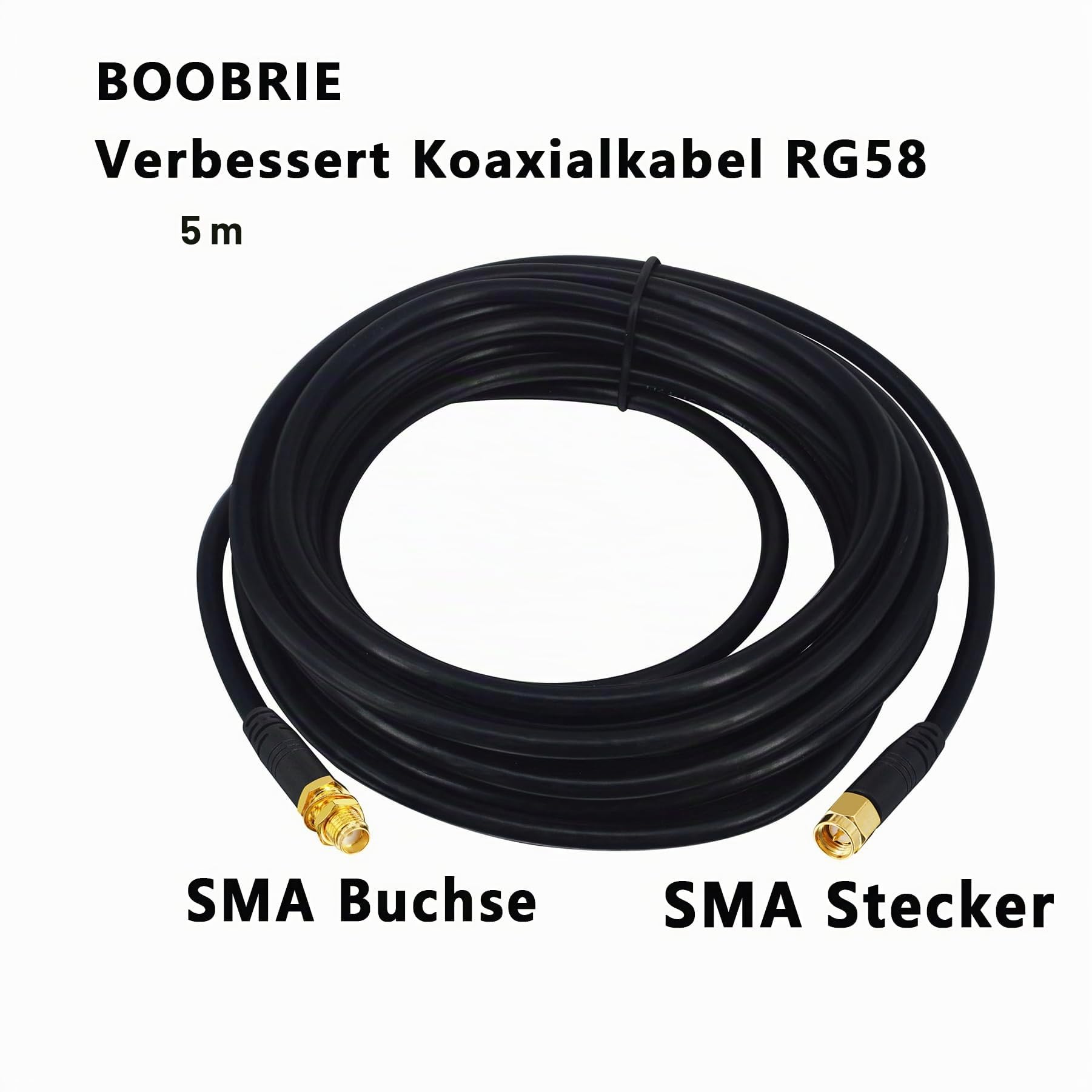 Migliora SuperFlex RG58 SMA a SMA Cavo 5M SMA Maschio a SMA Femmina 50 Ohm Cavo coassiale SMA WiFi Cavo antenna WLAN Cavo di prolunga per radio 3G/4G/LTE/GPS/RF/Antenna WiFi