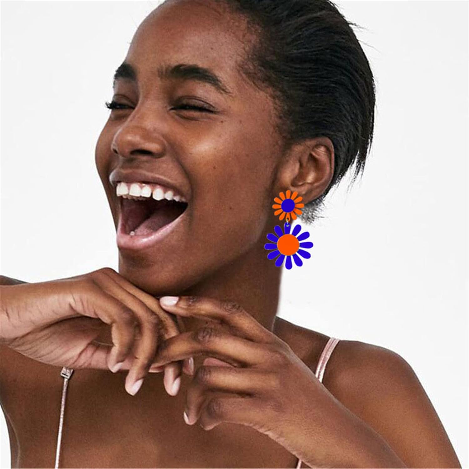 ONLYJUMP 60s 70s Daisy Earrings for Women Exaggerated Acrylic Large Flower Earrings Bohemian Boho Earring Layered Flower Petals Earrings - Image 5