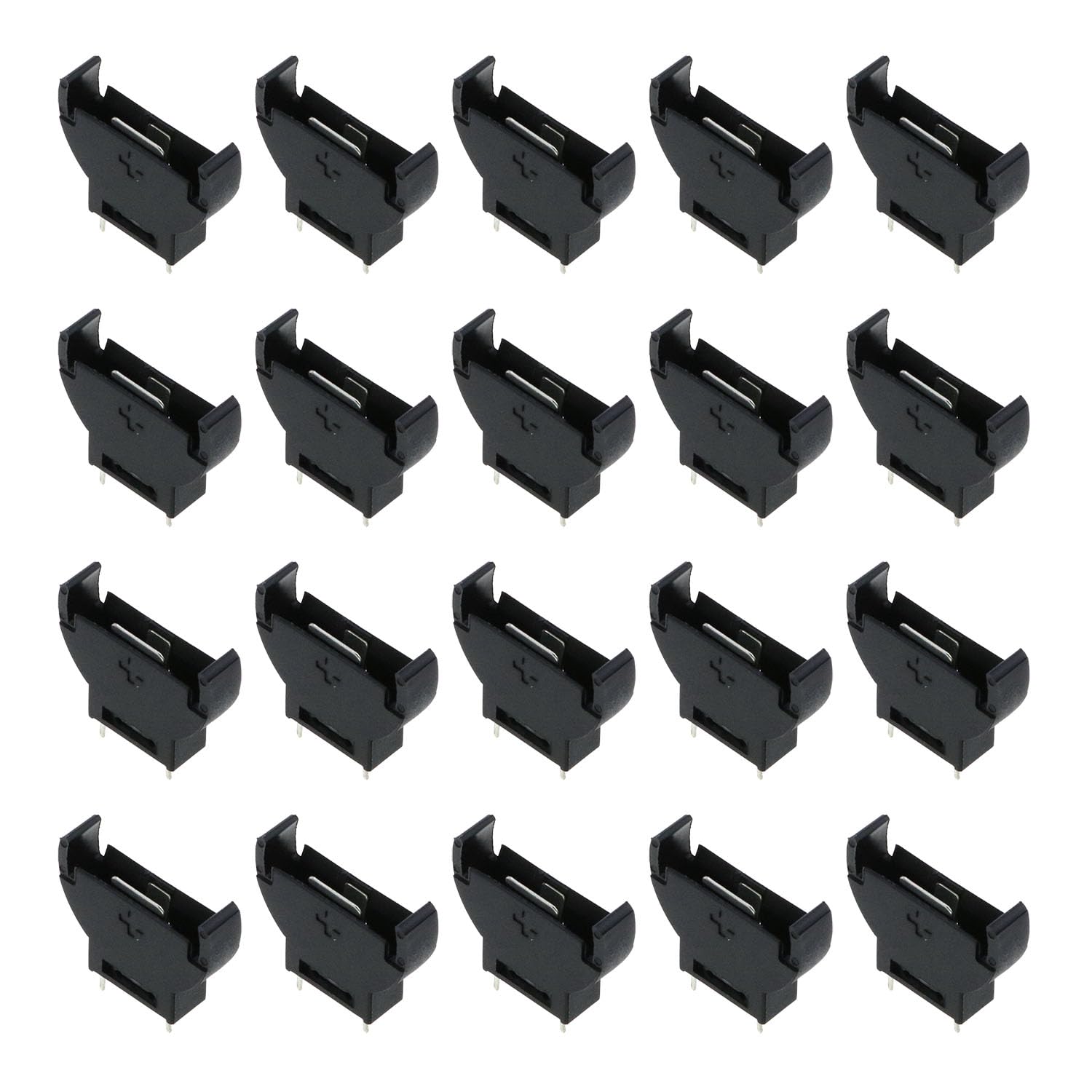 E-outstanding 20PCS Vertical Shell Type Coin Button Cell Battery Sockets 3 Pin Holder Case, CR2032