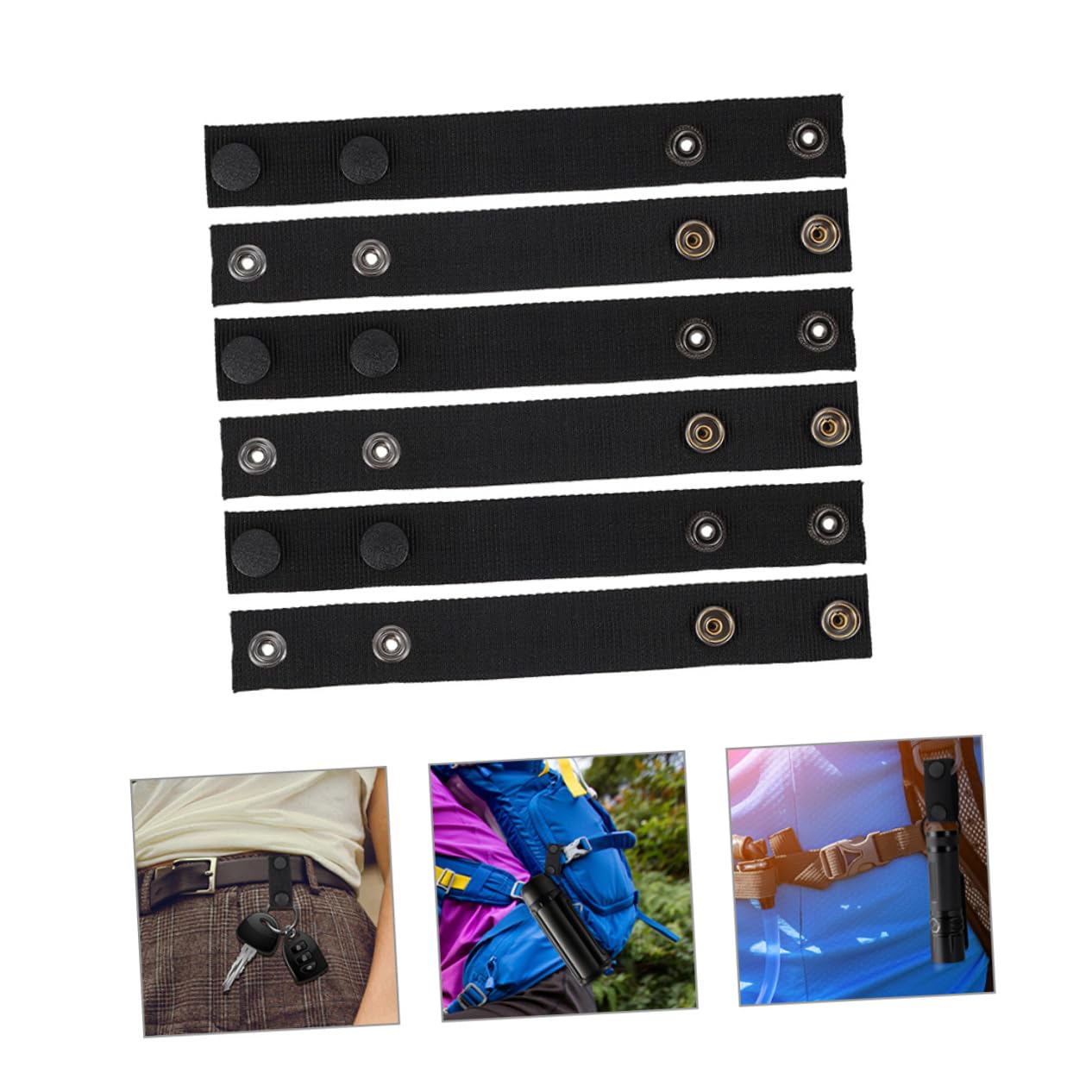 YARNOW Sujetadores De Cinturón De Servicio 19x2,5 Cm Negros, Trabillas De Nailon Resistentes, Pack De 6 Unidades, Accesorios para Cinturón De Mochila, Equipamiento para Uso Al Aire Libre