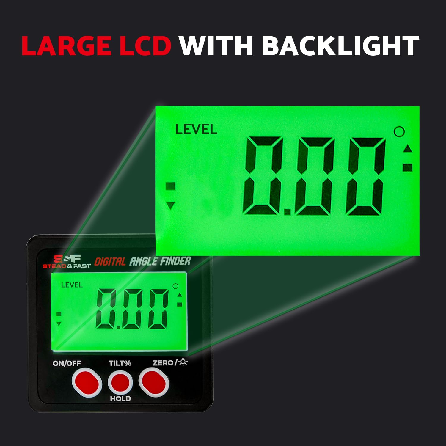 S&F STEAD & FAST Digitaler Winkelsucher Messgerät Magnetischer Winkelmesser Neigungsmesser Winkelwürfel Level Box mit Magnetfuß und Hintergrundbeleuchtung auf Anfrage