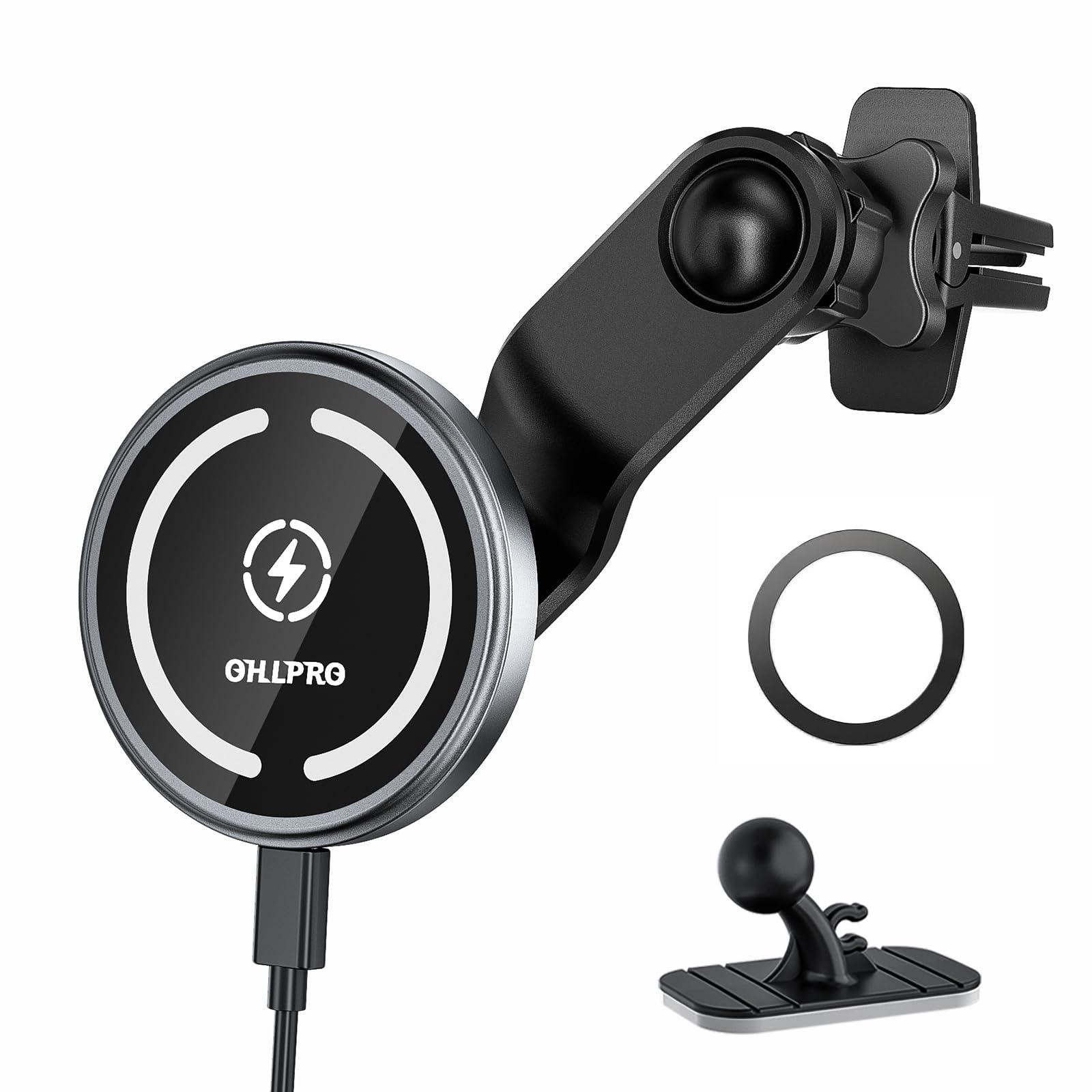 OHLPRO 苹果iPhone15ProMax Kompatibel mit MagSafe Autohalterung Ladegerät