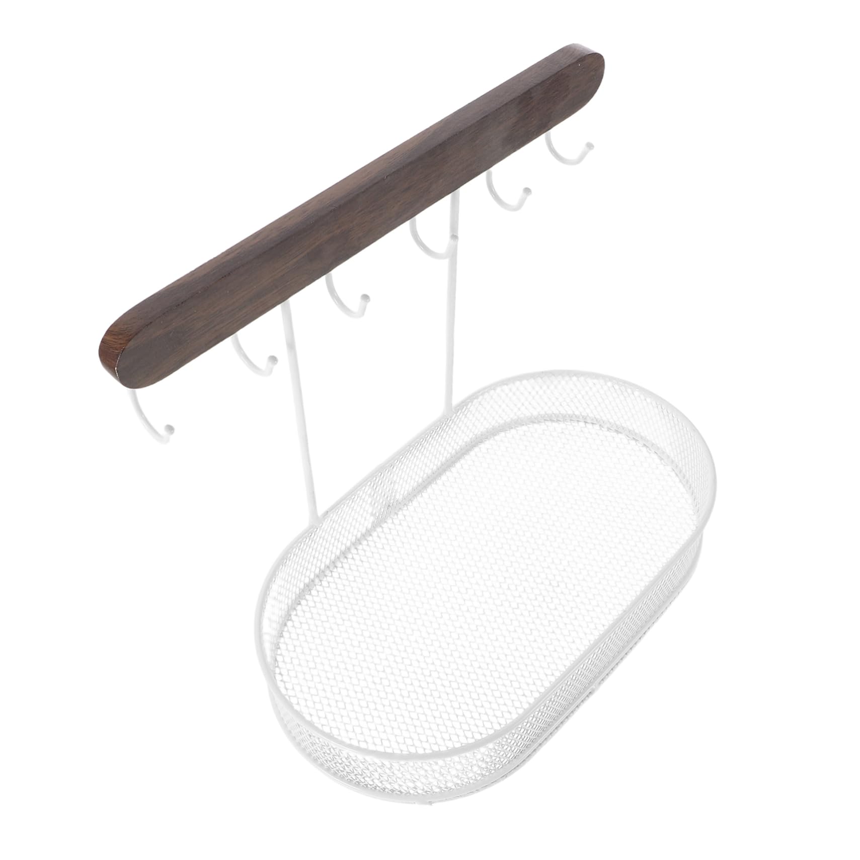 FONDOTIN Earring Holder Tray with Hooks Compact Bracelet Hanging Rack for Tabletop Display for Keys Watches Daily Essentials Storage