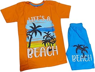 طقم ملابس اولادى صيفية، تصاميم كرتونية مرحة متنوعة للاولاد من ميزا كود 201