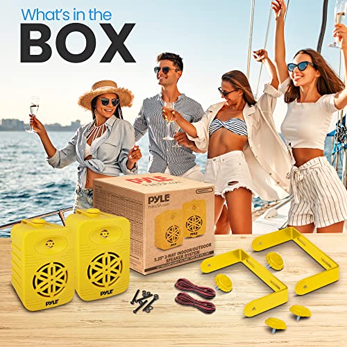 Image of PyleUsa Indoor Outdoor Speakers Pair-500 Watt Dual Waterproof 5.25 inch 2-Way Full Range Speaker System w / 1 /2 inchHigh Compliance Polymer Tweeter in-Home,Boat, Marine,Deck,Patio,Poolside (Yellow) - PDWR55YL