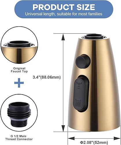 Miniatura 7 de WOWOW Cabezal de repuesto para grifo de cocina, boquilla rociadora extraíble de 3 funciones con 9 adaptadores para grifo de fregadero de cocina,