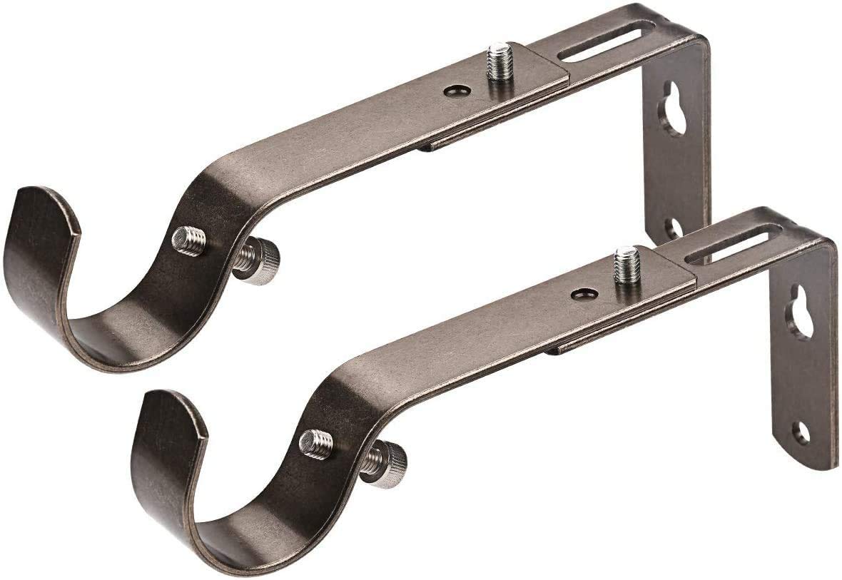 AMIATCH Curtain Rod Bracket Set of 3 for 1 Or 1 1/8 Inch Rods, Adjustable - Antique Silver