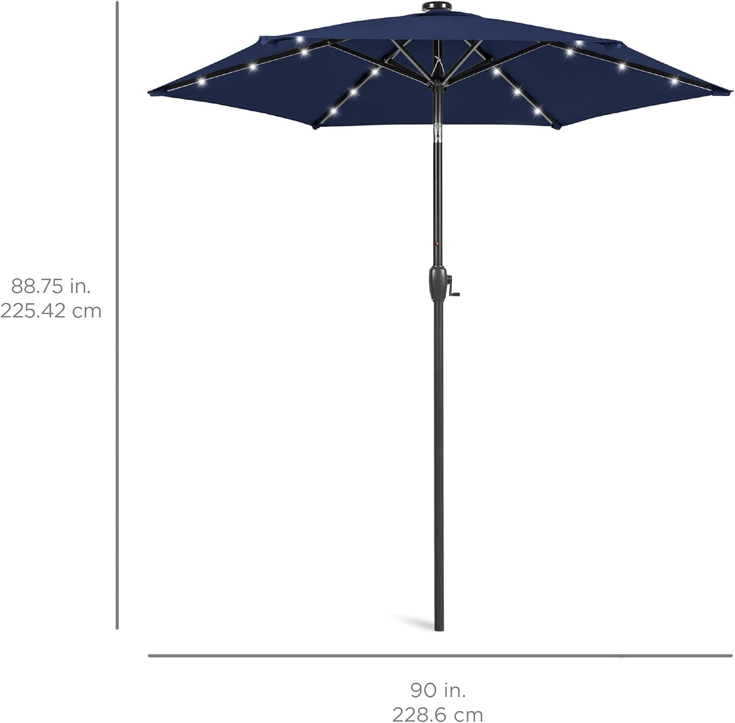 Best Choice Products 7.5ft Outdoor Solar Patio Umbrella for Deck, Pool w/Tilt, Crank, LED Lights