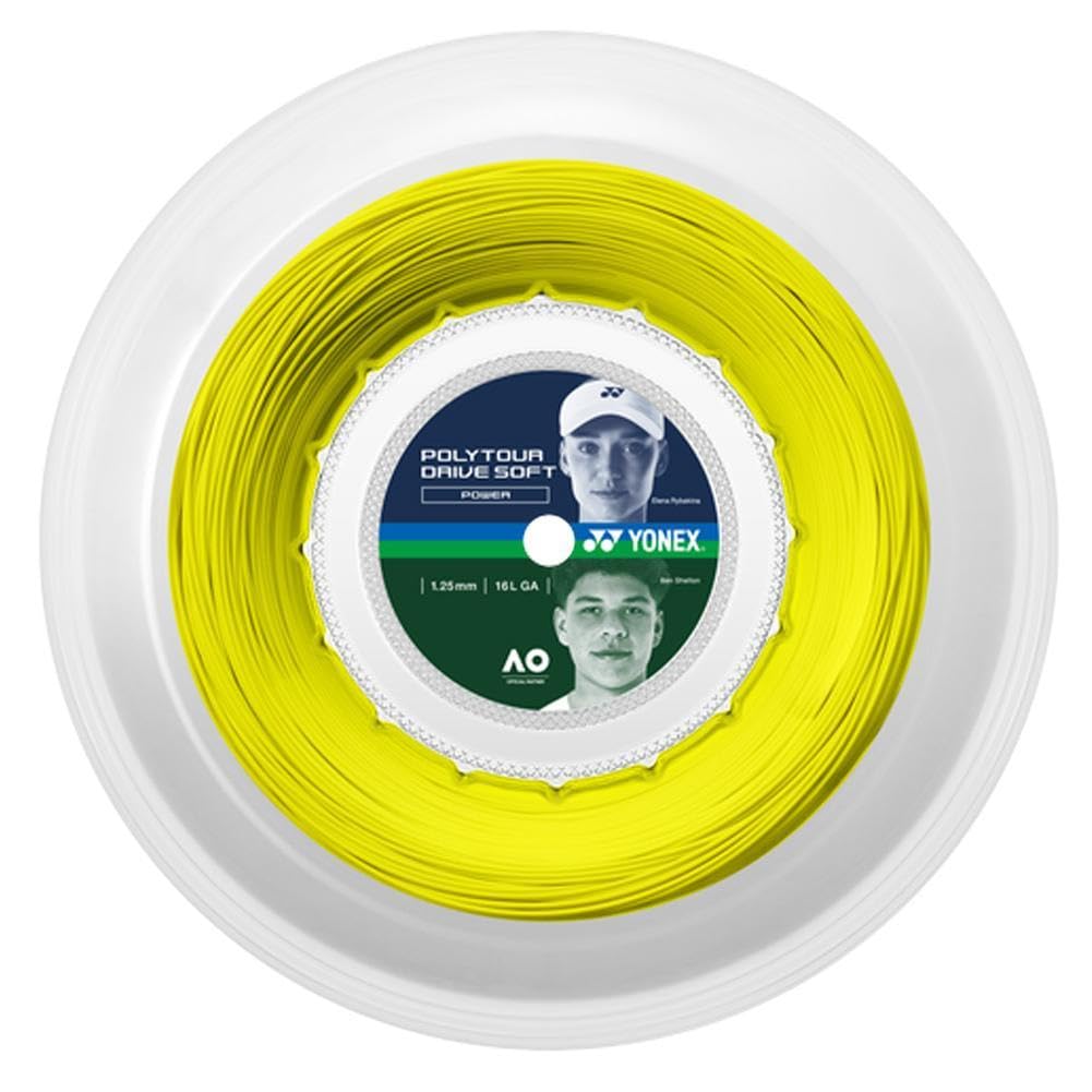 YONEX Poly Tour Drive Soft 16L Tennis String Reel - Flash Yellow - 200M/656FT