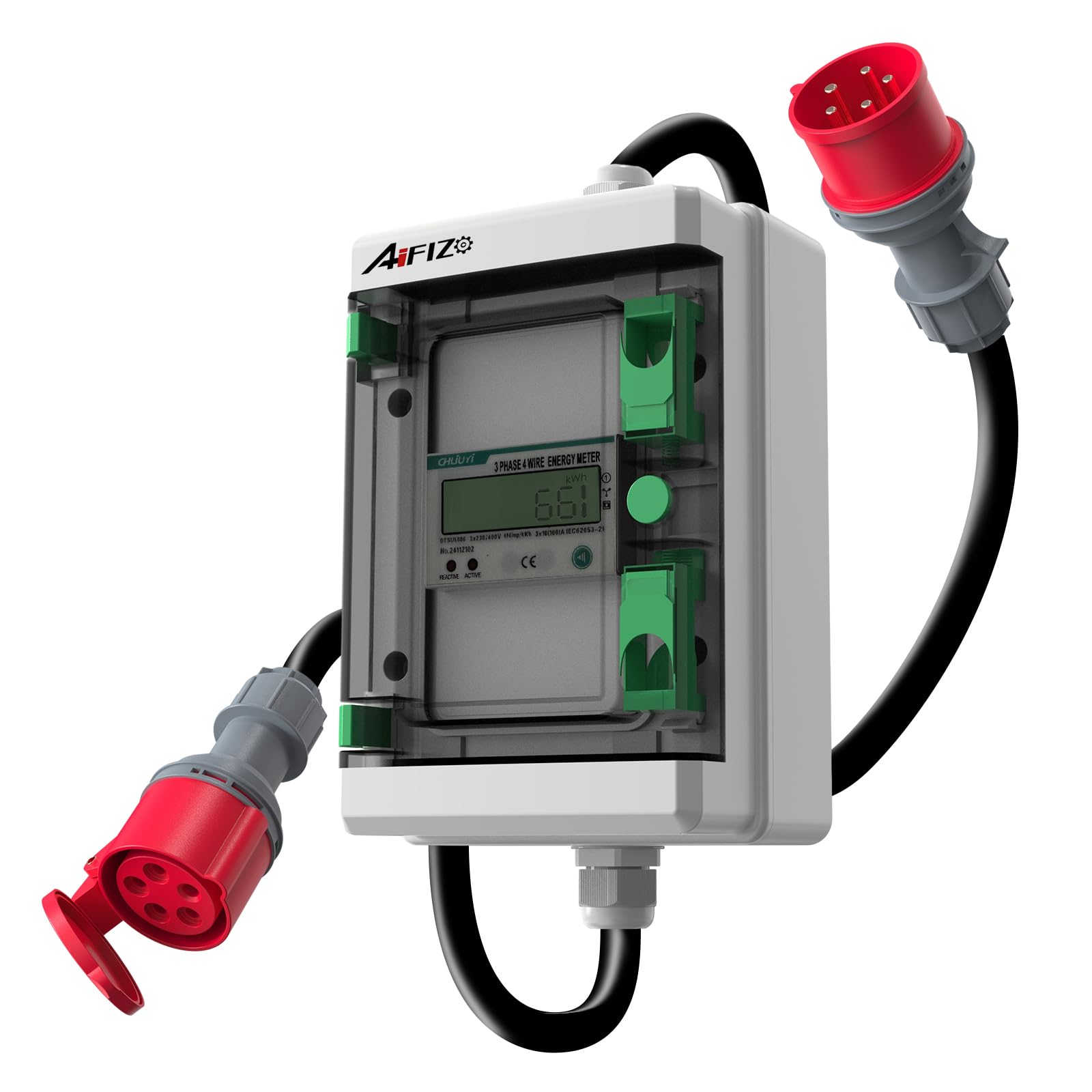 Contatore Mobile CEE Industriale Con Cavo Contatore Elettrico Mobile 32A 380V Trifase - Misuratore Consumi Con Reset E Spina CEE Misuratore Consumi 380V 32A - Foto 2