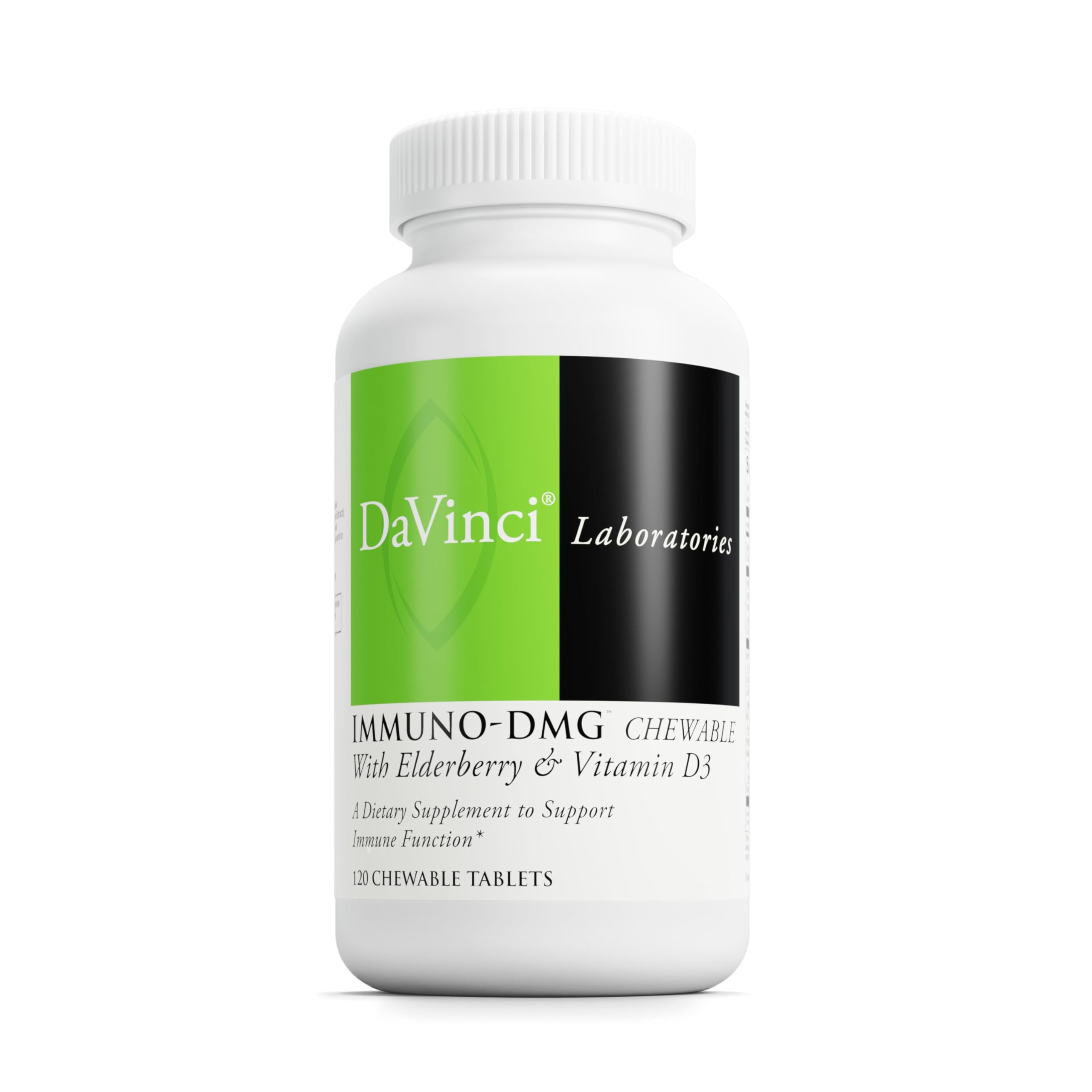 DAVINCI Labs Immuni-DMG Chewable with Elderberry and Vitamin D3 - Dietary Supplement to Support Cell and Immune Health* - with Vitamin C, D3, E, Black Elderberry, DMG and More - 120 Chewable Tablets