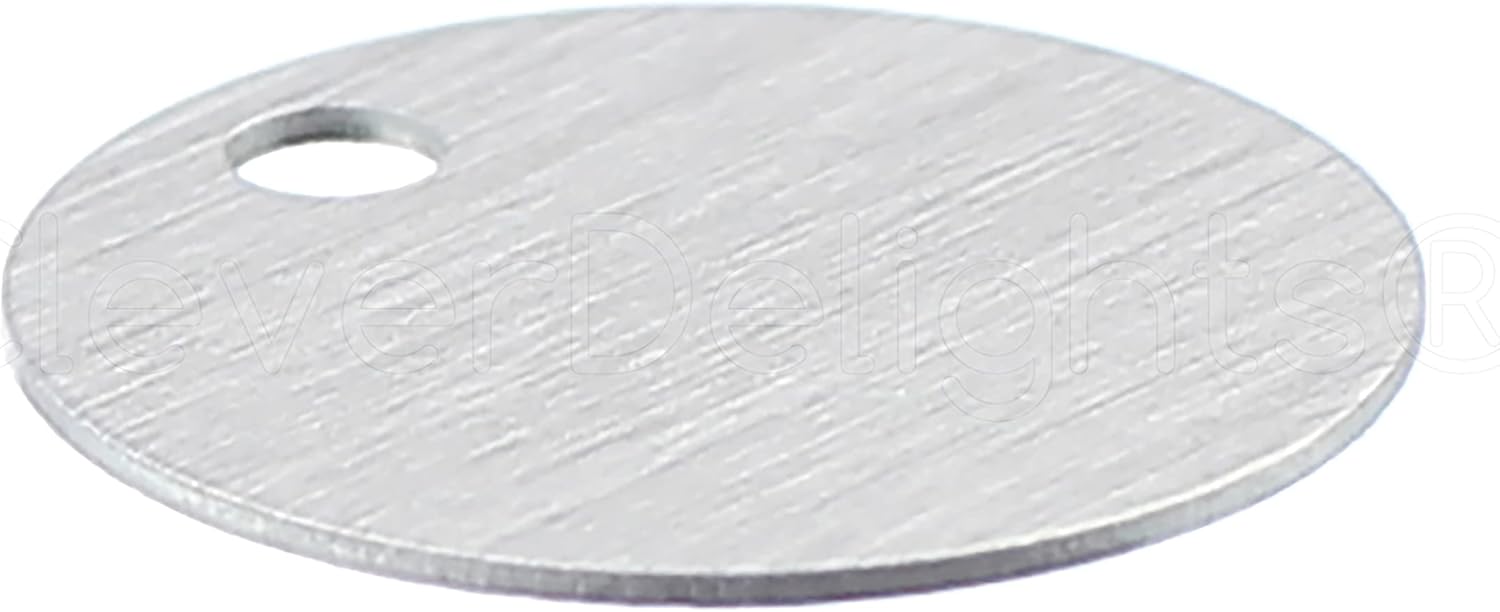 CleverDelights 0.75 Inch Round Stamping Blanks - 500 Pack - 22GA (.025") Aluminum Discs - 3mm Hole - 3/4" Circle Disc Valve Tags Crafts Etching