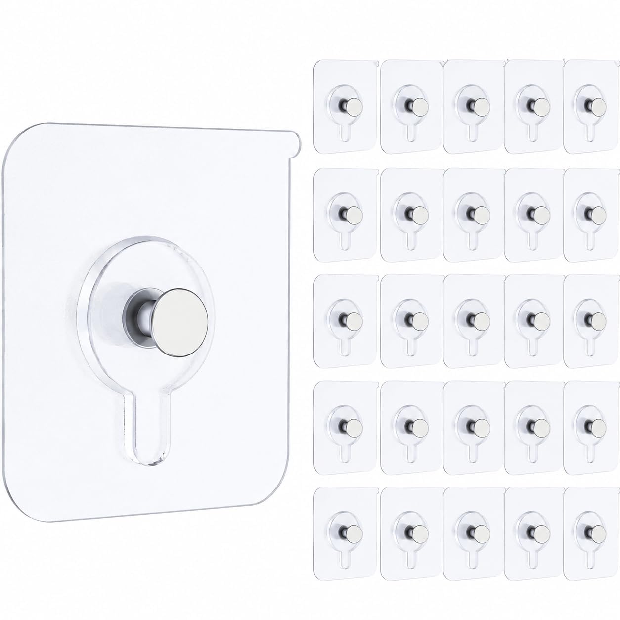 20 Pcs Heavy Duty Adhesive Picture Hooks, 15 kg Max Load, 5.6 cm Hangers for Wall - Waterproof, Transparent & Removable Sticky Hooks for Picture Frames, Mirrors, Bathroom & Kitchen Organization