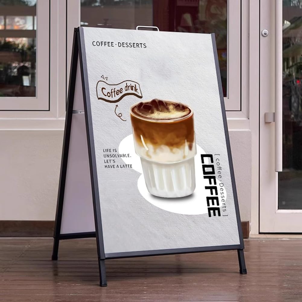 Soporte Para Carteles De Doble Cara Para Aceras, Soporte Metálico Plegable Para Carteles, Cartel Tipo Sándwich Para Interior Y Exterior,Negro,60x90cm/24x35inch