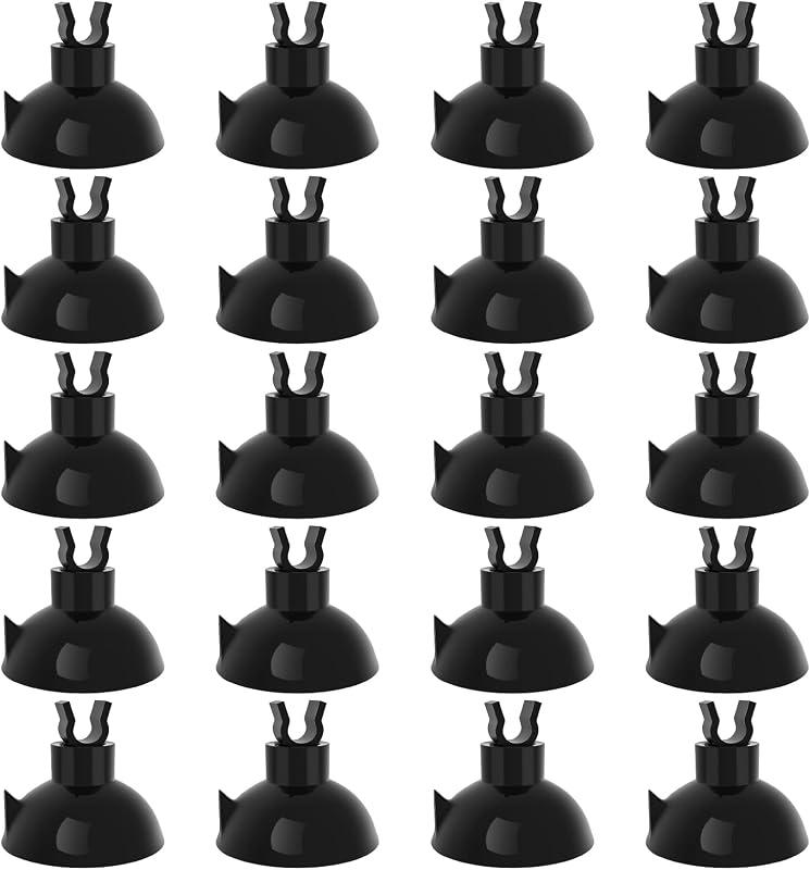 Clips com Ventosa Pawfly para Mangueira de Ar de Aquário 3/16" e Tubo de CO₂, Preto, Pacote com 20