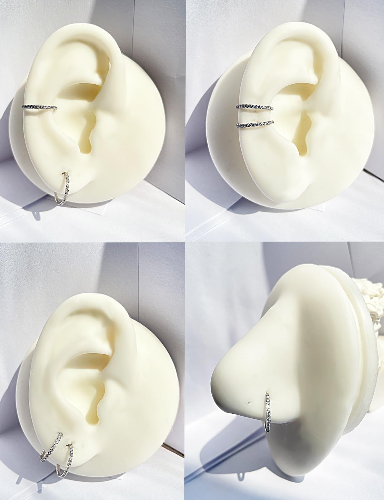 Feng Shui， 20G 18G 16G Klare CZ Nasenringe Hoop 316L Chirurgenstahl Knorpelohrringe Hoop 5-12mm Piercingschmuck Daith Helix Rook Tragus Piercingschmuck Edelstahlohrring Silber Conch Piercingschmuck