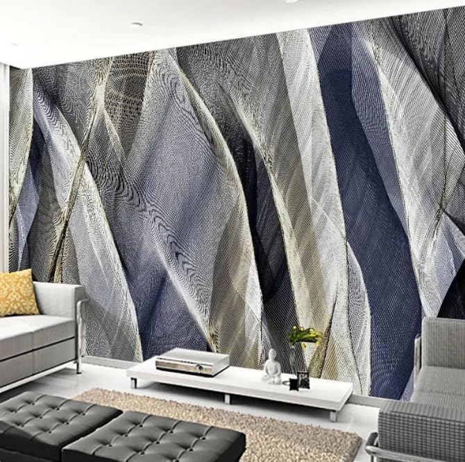 Papier peint 3D rétro pour donner de la profondeur à un salon sombre