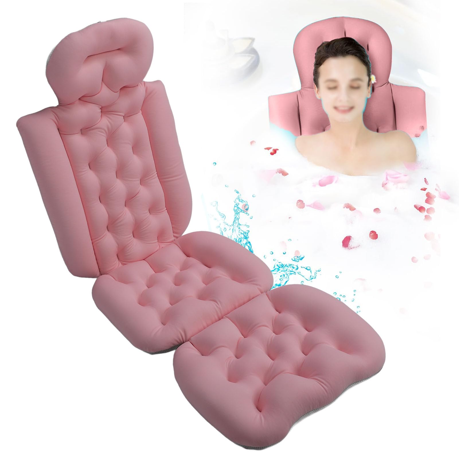Almohada de Baño de Cuerpo Completo para Bañera, Cojín Grueso para Bañera con Fuertes Ventosas, Almohada de Lujo para Bañera, para Reposacabezas, Soporte para Cuello y Espalda