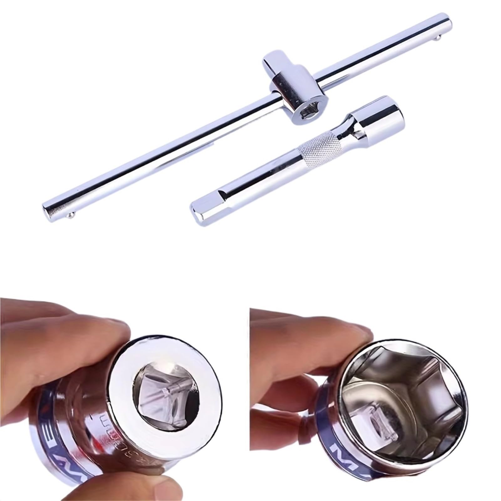 Maletín herramientas multiusos 32 Uds Kits Herramientas Mecánicas Reparación Juego Llaves Trinquete Accionamiento Profundo Y Estándar 1/2" Kit Para El Hogar Y El Coche DIY