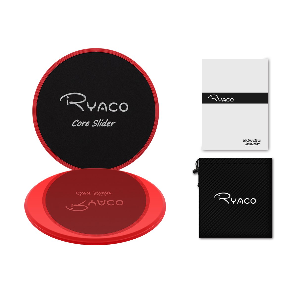 Ryaco 2 x Core Esercizio Cursori - Dischi di Scorrimento - Dual Sided Gliding Discs per Moquette/Pavimenti - Fitness, Aerobica, Crossfit