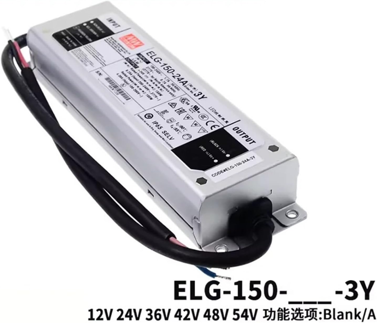ELG-150-48A-3Y IP67 150W Waterproof LED Lighting AC to 12V 24V 36V 48V 54V Outdoor LED Driver Power(ELG-150-12A-3Y)