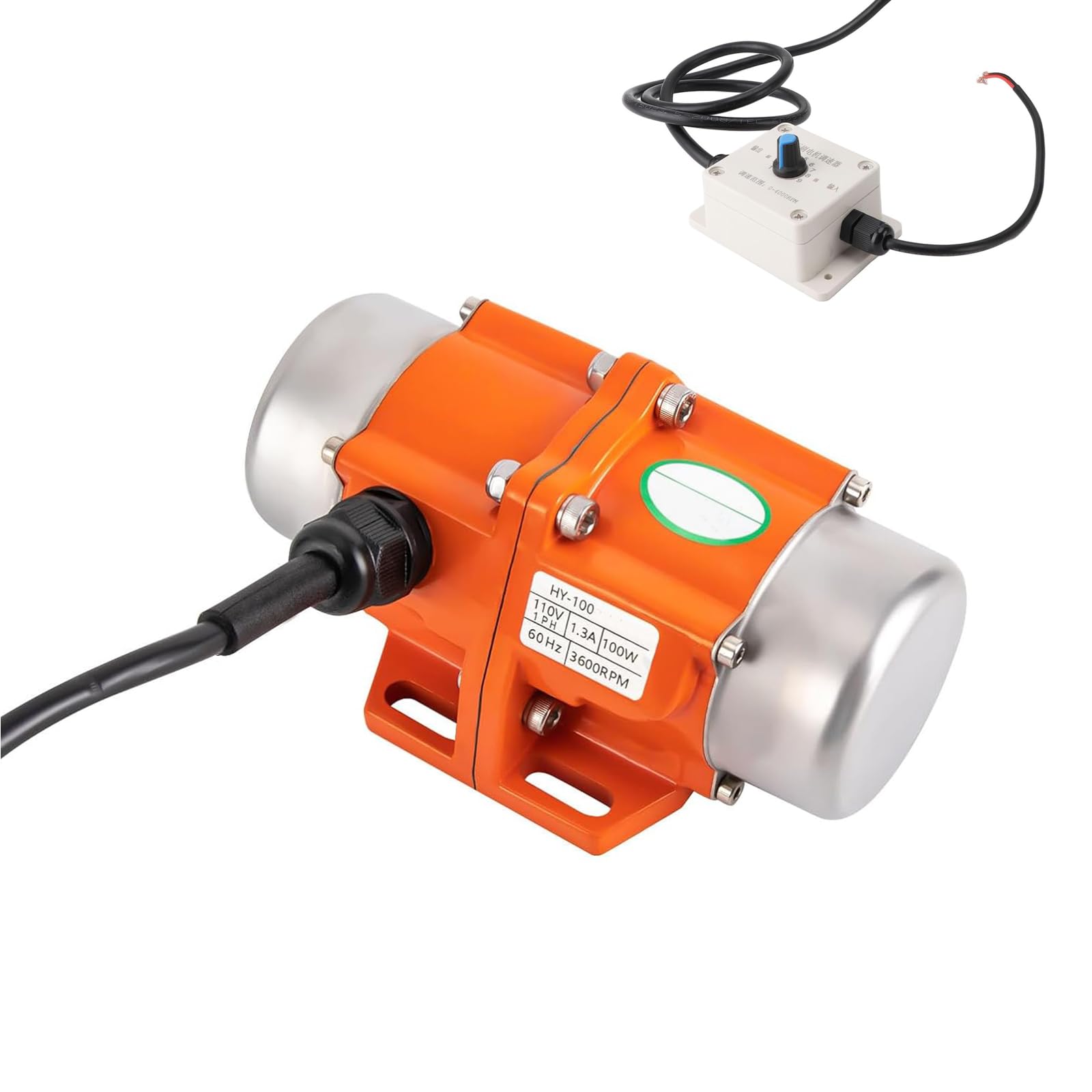 Motore a vibrazione, 220 V, 100 W, con regolatore di velocità, 3600 giri/min, motore a vibrazione monofase, forza di vibrazione: 50 kg, vibratore per mangiatoio/filtro vibrazione/edificio/mineraria