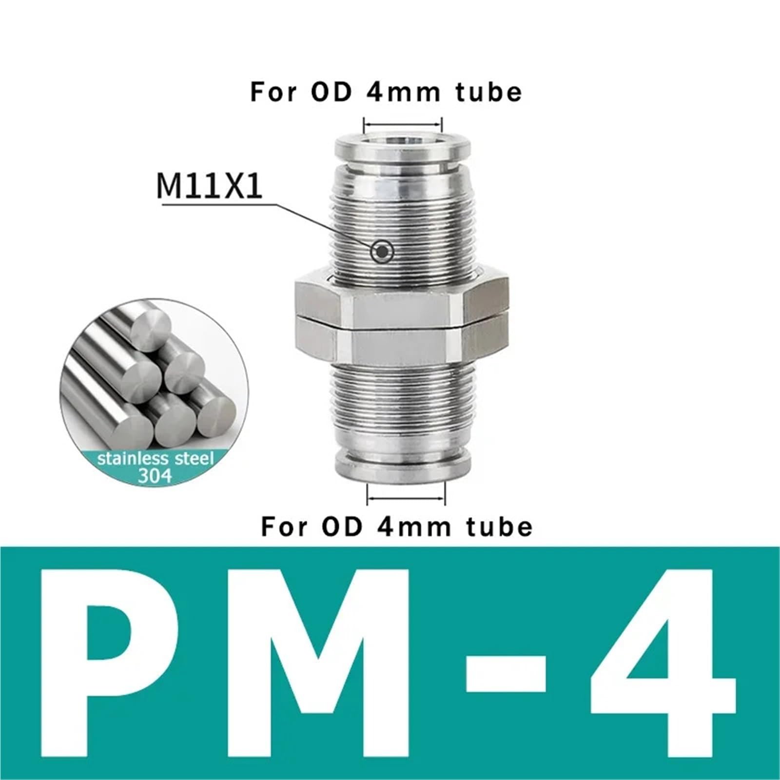 Raccordi Aria Compressa 10/50/200PCS PM 304 Raccordo In Acciaio Inox Metallo Pneumatico Attacco Rapido 4 6 8 10 12 14 16 millimetri Push In Tubo Dell'aria Connettore(PM-16,200 pcs)