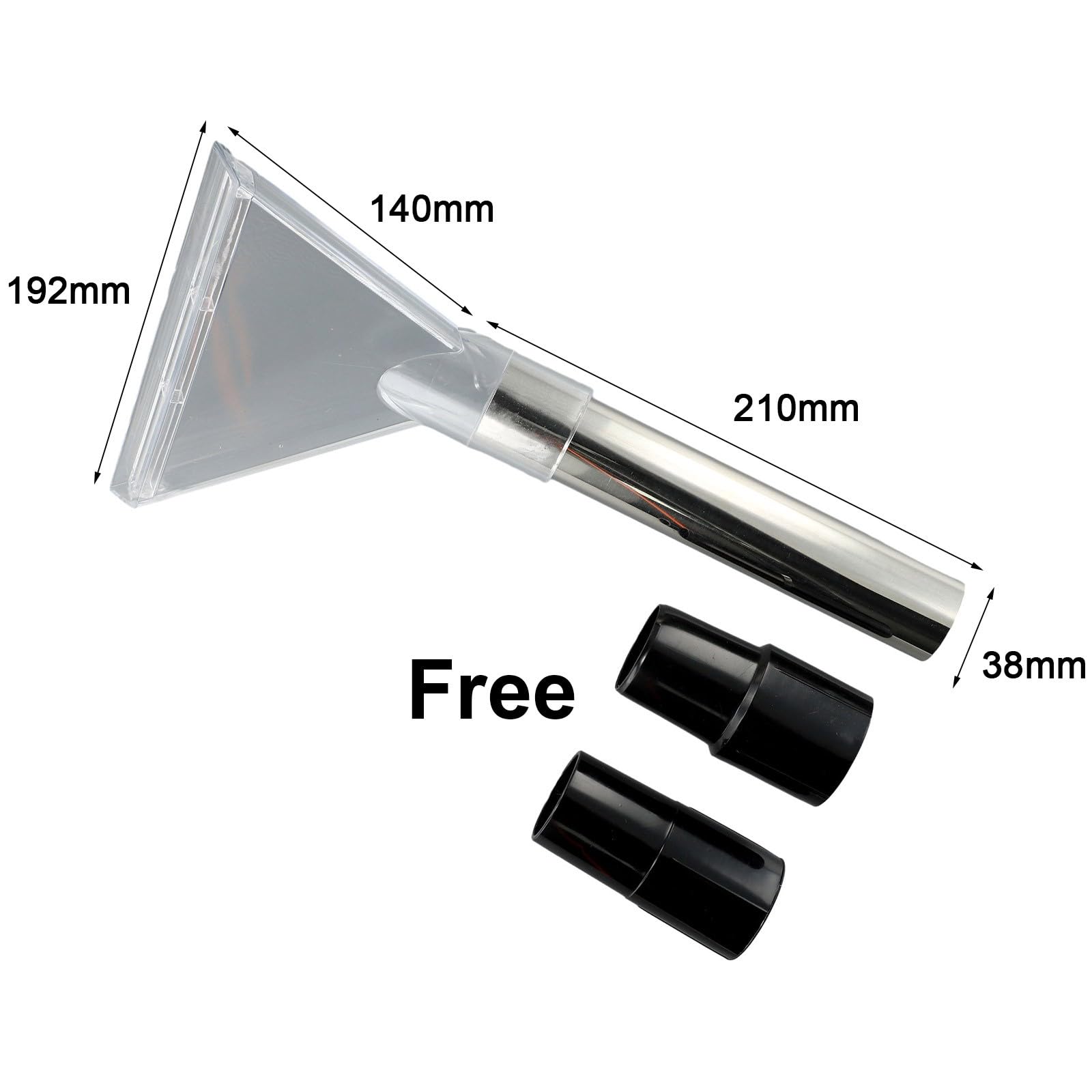 Cabezal giratorio para aspiradora de 38 mm, boquilla de suelo transparente con tubo de acero de 1.5 pulgadas para limpieza de alfombras, tapicería, colchones
