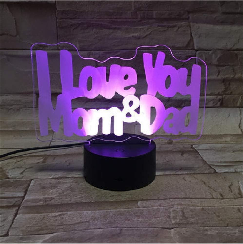 VTDOUQ Love Parents 3D Night Light for Kids 3D Lamp with 7