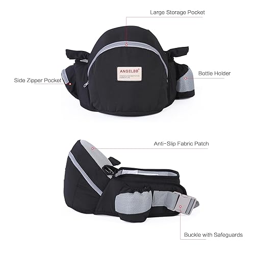 Miniatura 8 de Portabebés de cadera con asiento plegable de 180 pulgadas hacia arriba y hacia abajo para bebé, correas ajustables también como extensor de cintura,