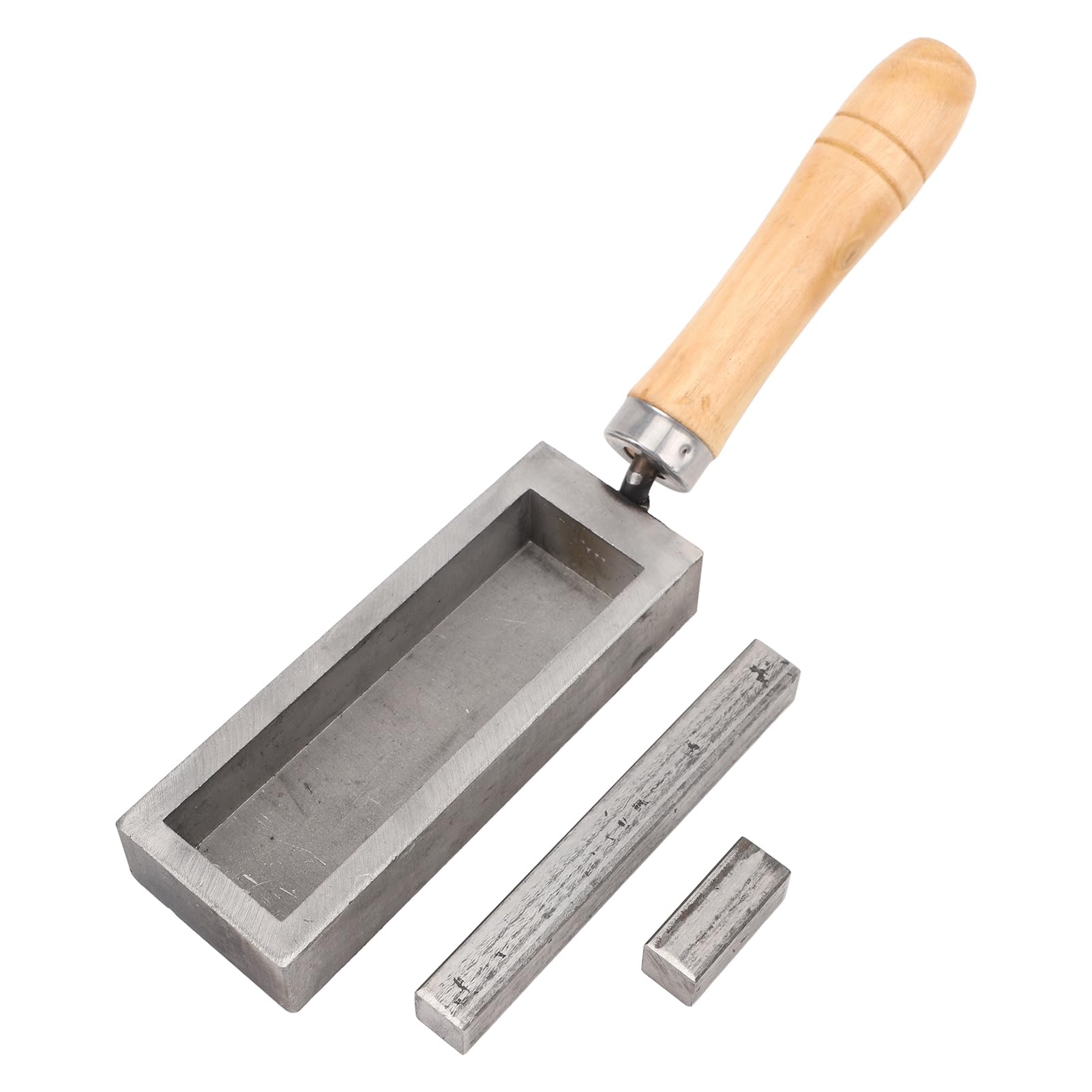 Moule à Lingot Argenté, Acier en Alliage D'usure, Taille Compacte, pour Couler, Poignée en Bois de Hêtre, Fusion en or et Argent
