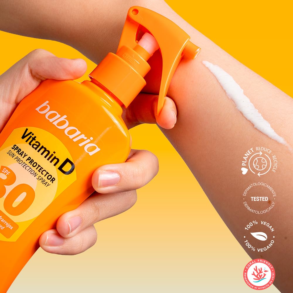 Babaria - Spray Solar Witamina D Spf30 | Solar 30 Body 200ml | Blok przeciwsłoneczny z witaminą D | Pistolet przeciwsłoneczny | Ochrona przeciwsłoneczna 30 Wszystkie rodzaje skóry