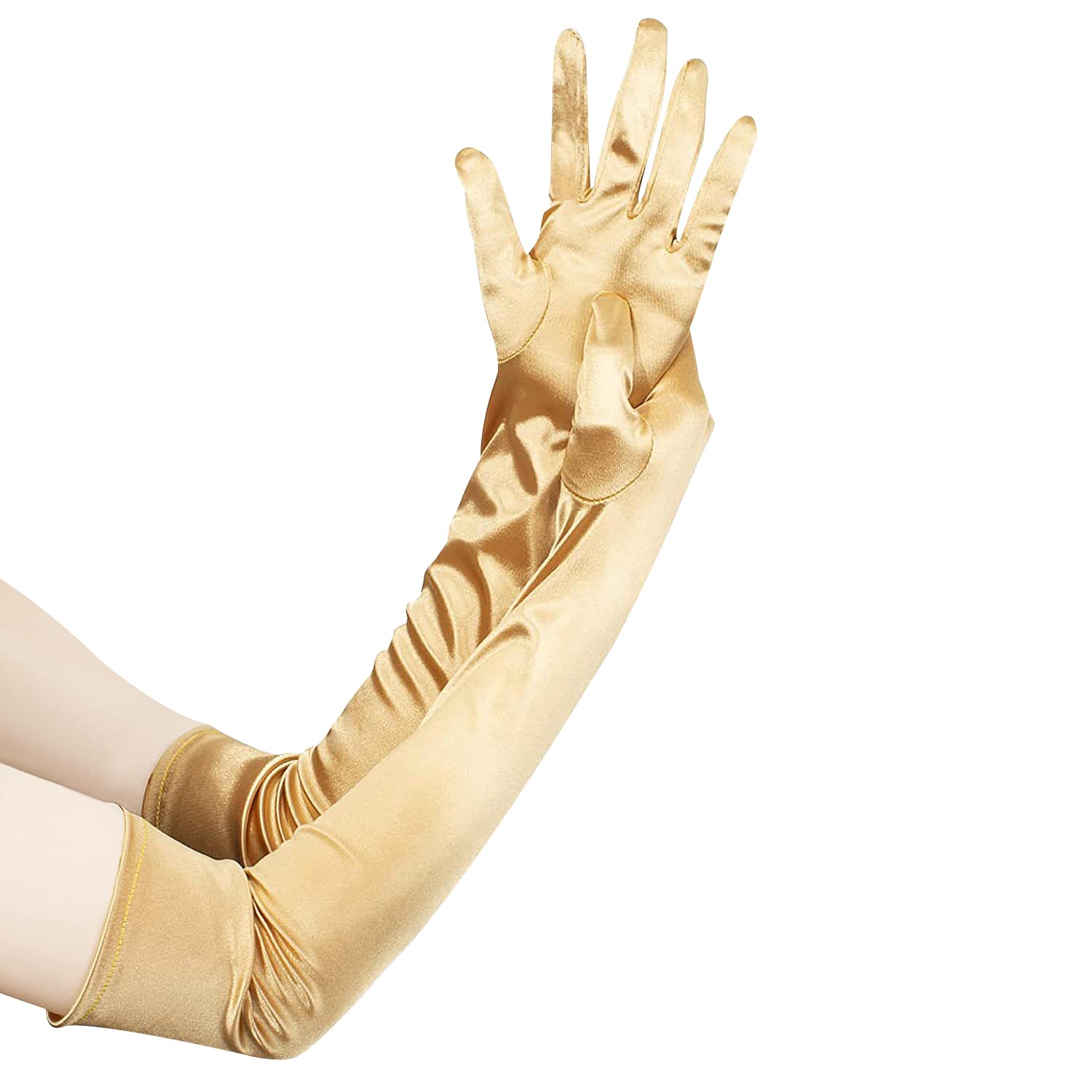 Vingerloze handschoenen voor dames, lang, jaren 20, satijn, klassiek Vingerloze handschoenen voor dames, lang, jaren 20, satijn, klassiek