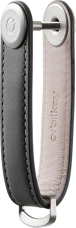 Orbitkey Leather Key Organizer + Bottle Opener - Charcoal with Grey Stitching