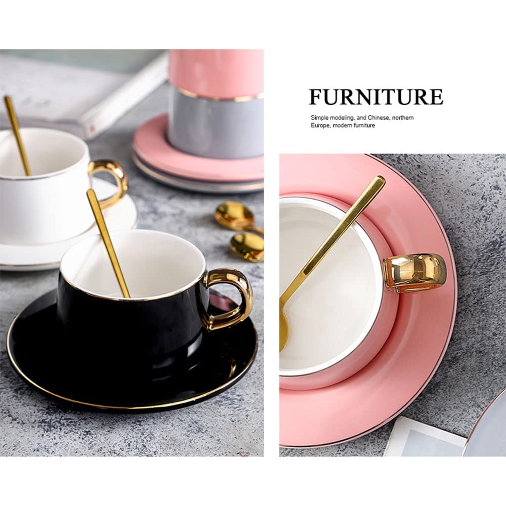 Winlauyet Set of 6 Ceramic Coffee Cups Elegant Espresso Tea Cups with Coaster, Set with Gift Box