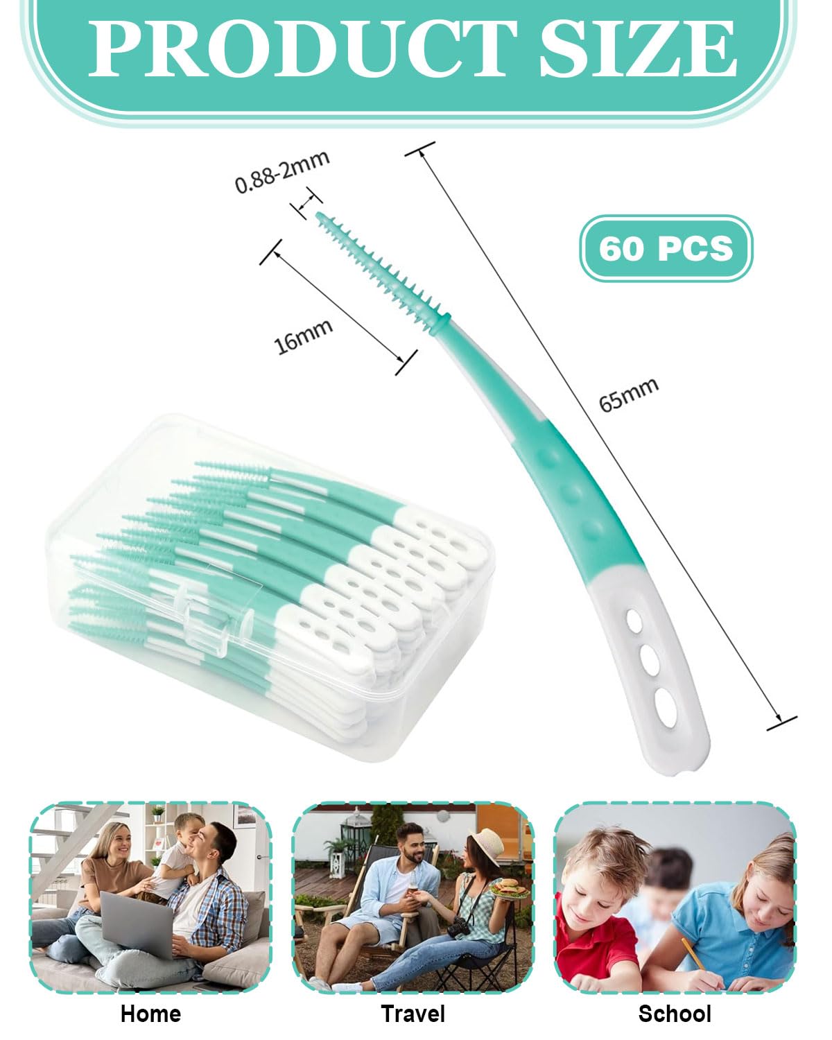 60 PCS Scovolini Dentali, Scovolini Interdentali, Scavolini Interdentali, Pulisci Denti, Igiene Orale, Per Pulire e Massaggiare la Bocca