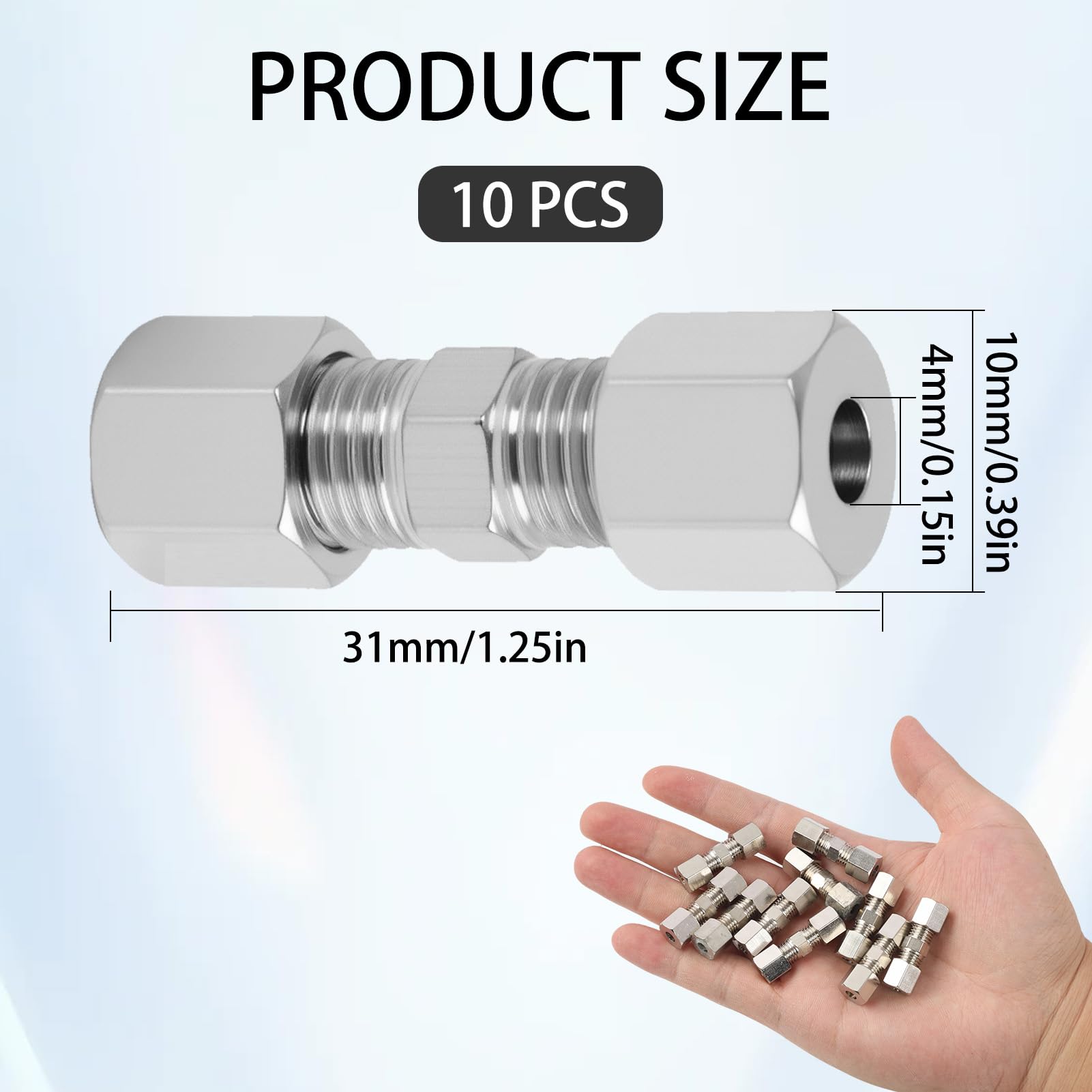 10x Bremsleitungsverbinder 4mm - Set Für Bremsleitung Ohne Bördeln - Einfache Installation - Hochwertige Ersatzteile Für Kfz-Bremsen Man Kann Sie Leicht Zu Installieren Die Ladekabel