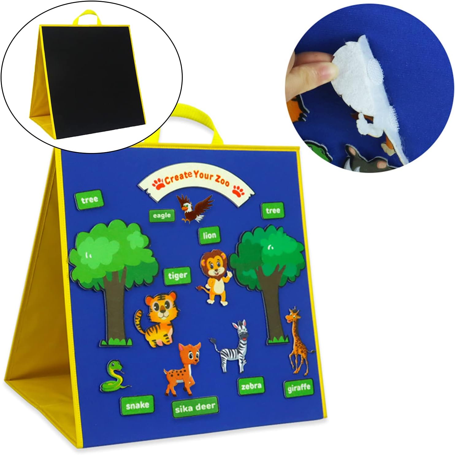 Newmind Felt Teaching Board Double Sided Felt Flannel Board Stories Freestanding Home Supplies Party Favors Leaning Tools for Toddlers Kids Boys Girls - Blue Black : Toys & Games