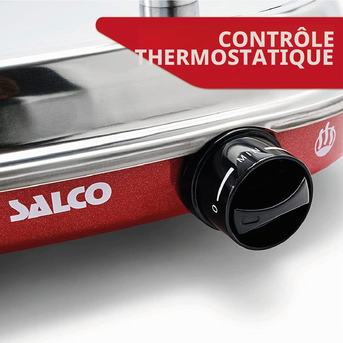 Salco Hot Dog Maker - Cuiseur vapeur de style rétro - 450 W - Avec contrôle thermique - Brochettes chauffantes pour 2 petits pains - Capacité du cylindre pour 8 saucisses - Boîtier en métal, cylindre