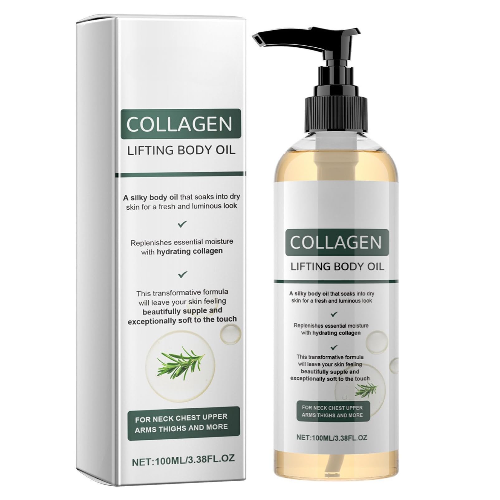 Collagen Lifting Body Oil, Rosemary Firming Body Oil, Glow Remedy Oil Skin Tightening, Hydrating Massage Oil