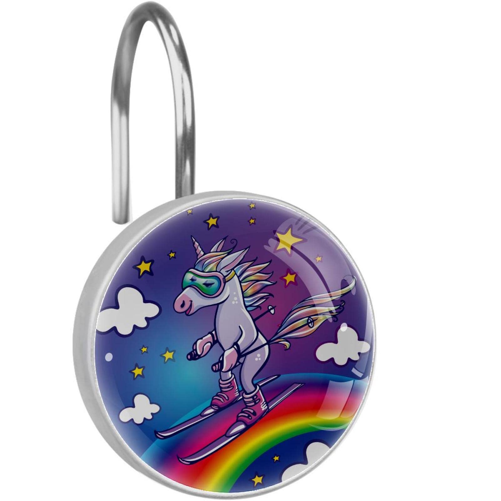 Crochets rideau de douche licorne et étoile en acier inoxydable x12