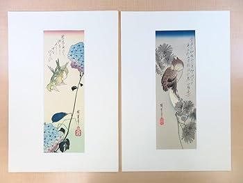 【復刻版画】 安藤広重　短冊版２枚セット額付き オリジナルサイズ 復刻版画】 安藤広重 短冊版2枚セット額付き オリジナルサイズ