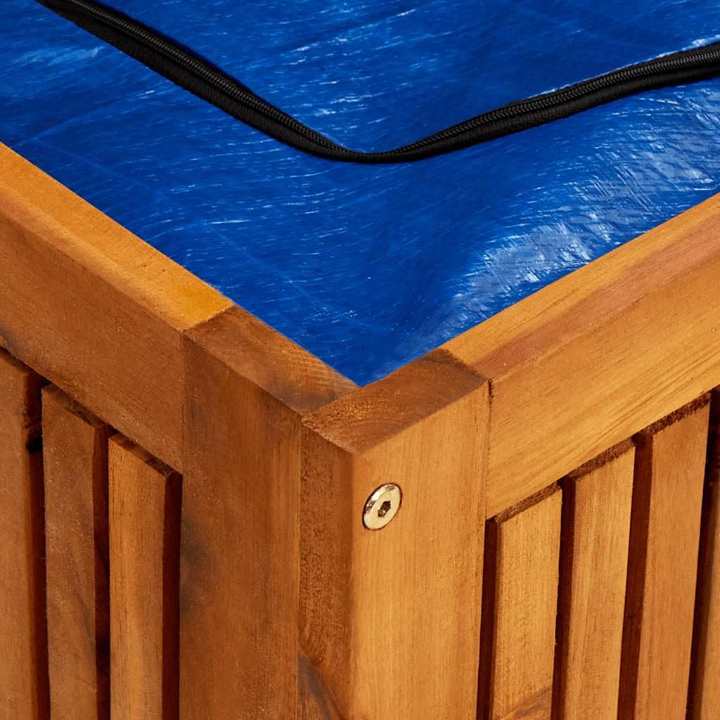 Scatola portaoggetti da giardino in legno di acacia massiccio, dimensioni: 150 x 50 x 58 cm, resistente alle intemperie, contenitore da esterno per cuscini, cuscini, attrezzi, balcone