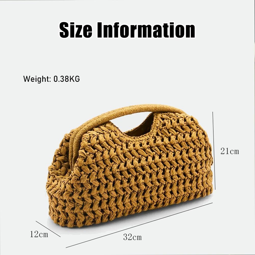 Large Straw Clutch Bag for Women Summer Satchel Purse Fashion Woven Top Hanlde Handbags for Beach Vacation - Image 7